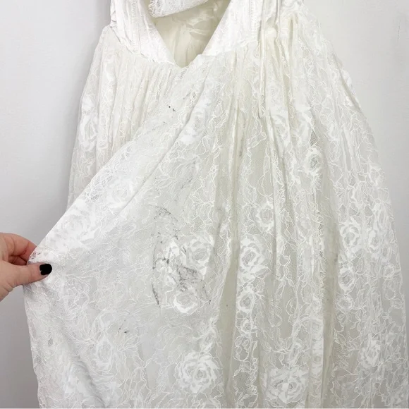 For Love & Lemons Vera Satin Lace Bustier Bridal Gown XS S NWT Crisp White
